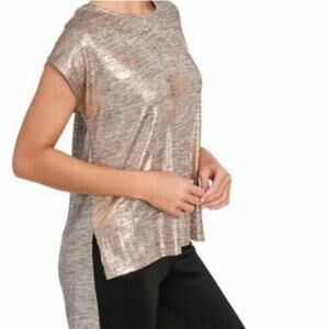 Dantelle Metallic Shimmer High Low Cap Sleeve Top Large